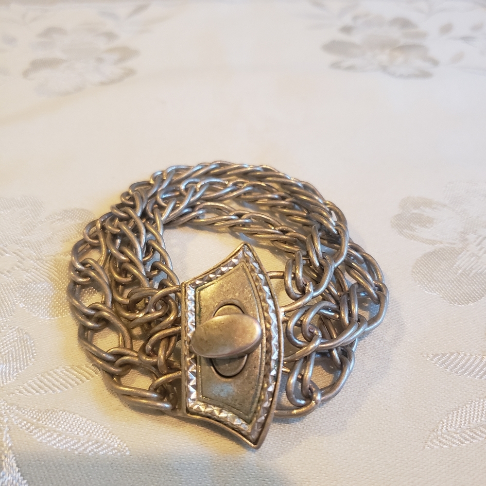 KCR brushed silver link bracelet